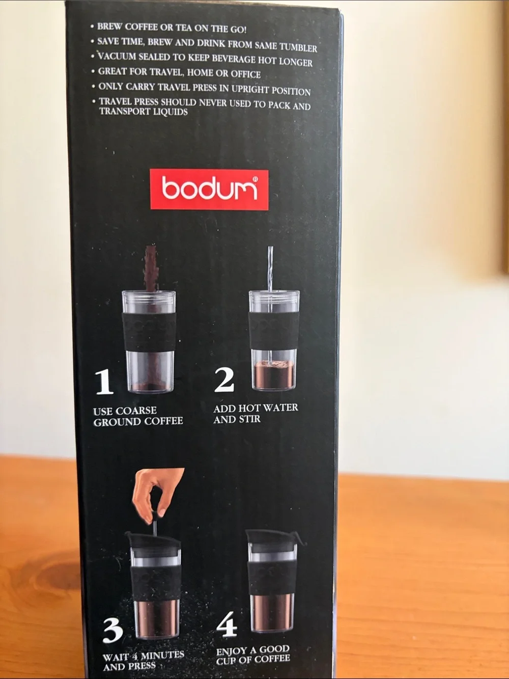 Bodum Red Travel Press Mug with Silicone Grip